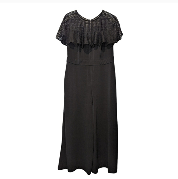Lane Bryant Black Lace Overlay Jumpsuit - Picture 1 of 5
